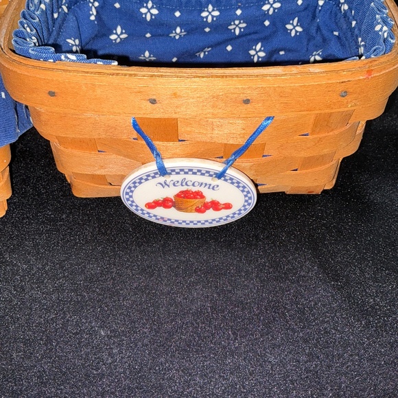 Longaberger Basket Set of 3 | Blue Gingham Liners - Picture 3 of 9